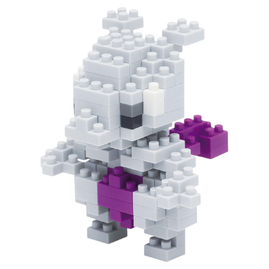 Block-style unicorn figure with purple accents on a white background