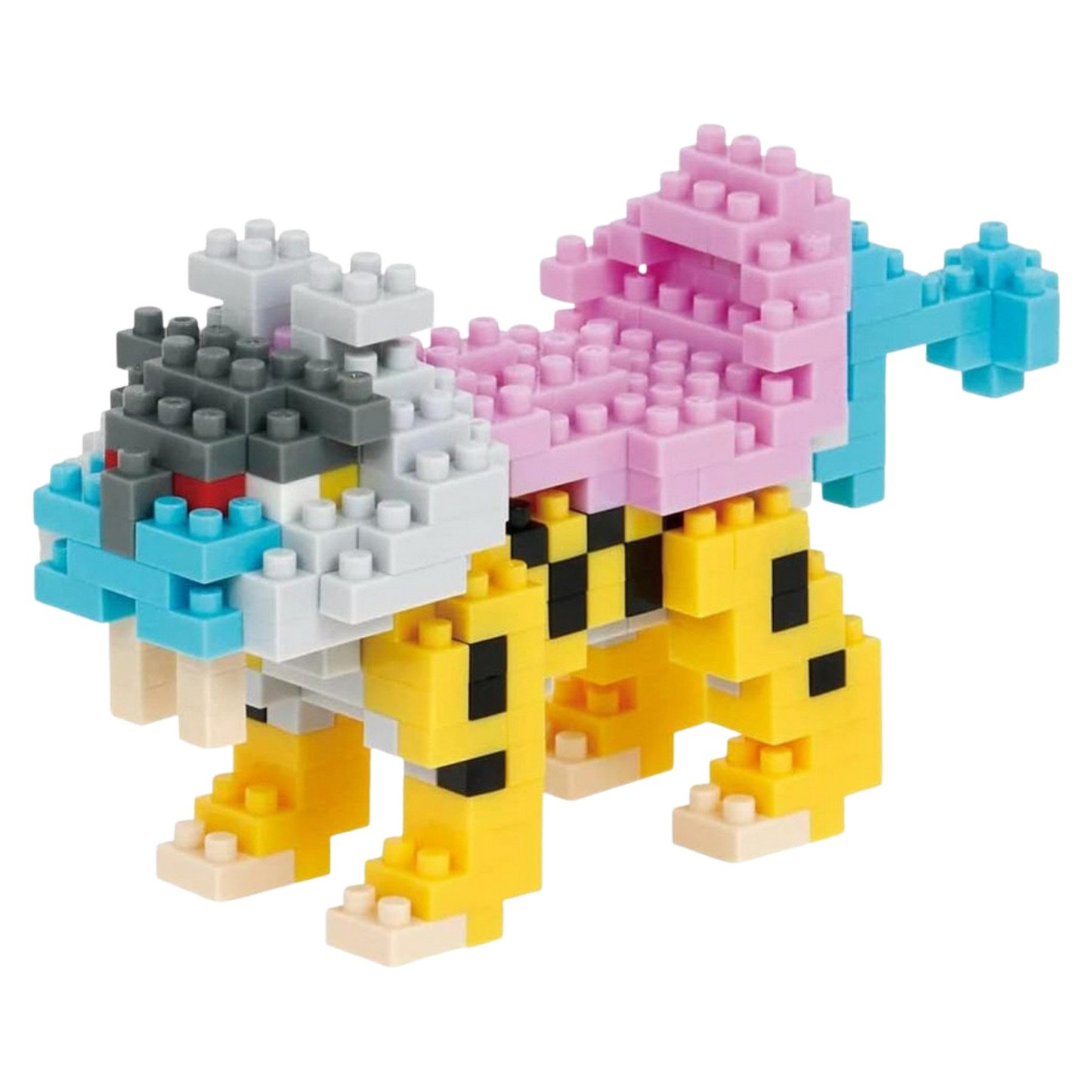 Toy figure made of interlocking bricks on a white background
