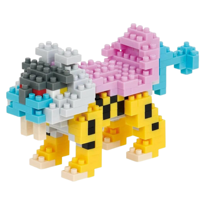Toy figure made of interlocking bricks on a white background