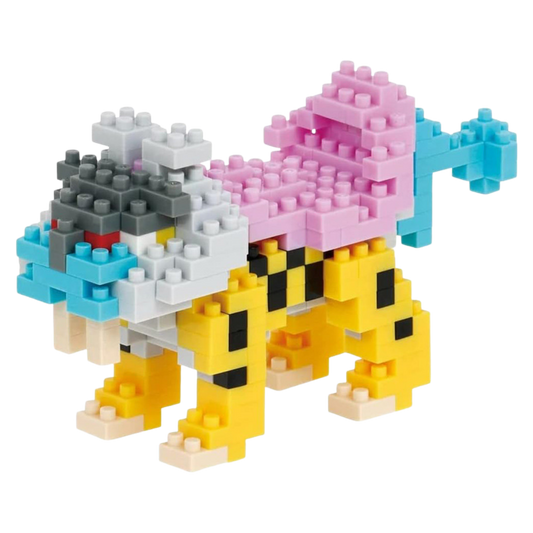 Toy figure made of interlocking bricks on a white background