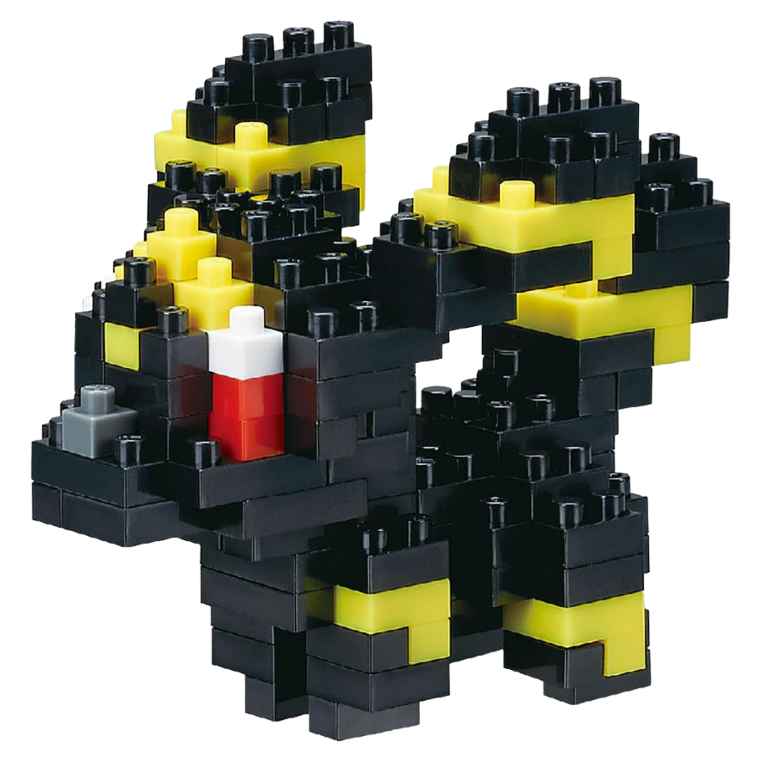 Toy figure made of interlocking bricks on a white background