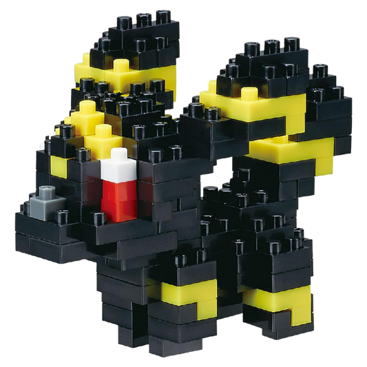 Toy figure made of interlocking bricks on a white background