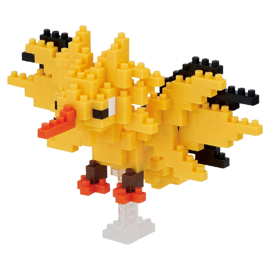 Toy figure made of interlocking bricks on a white background