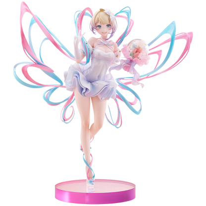 Colorful fairy figurine with wings on a white background