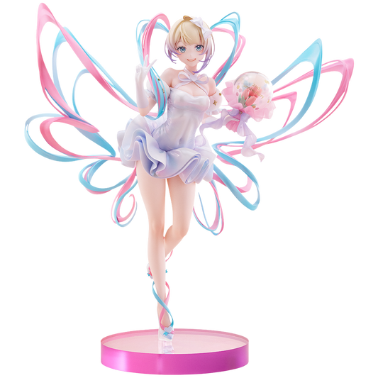 Colorful fairy figurine with wings on a white background