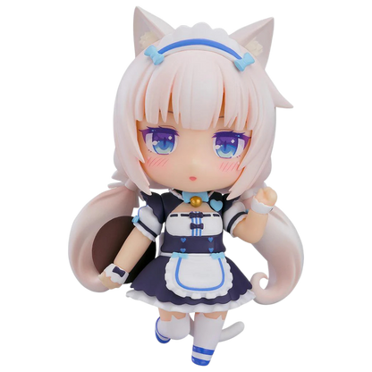 Anime character figurine with cat ears and a maid outfit on a white background