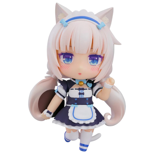Anime character figurine with cat ears and a maid outfit on a white background