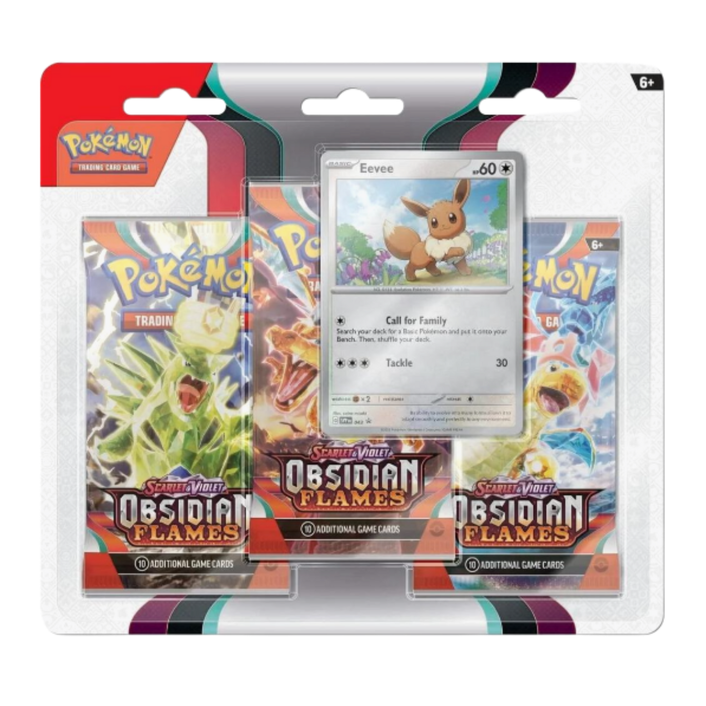 Pokémon trading card game pack with a card featuring Eevee on a white background