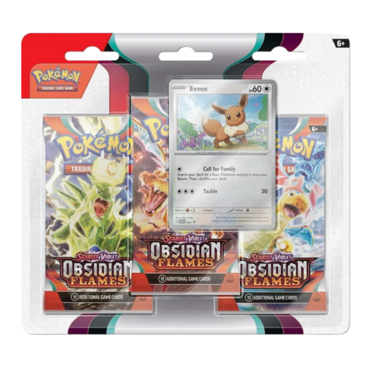 Pokémon trading card game pack with a card featuring Eevee on a white background