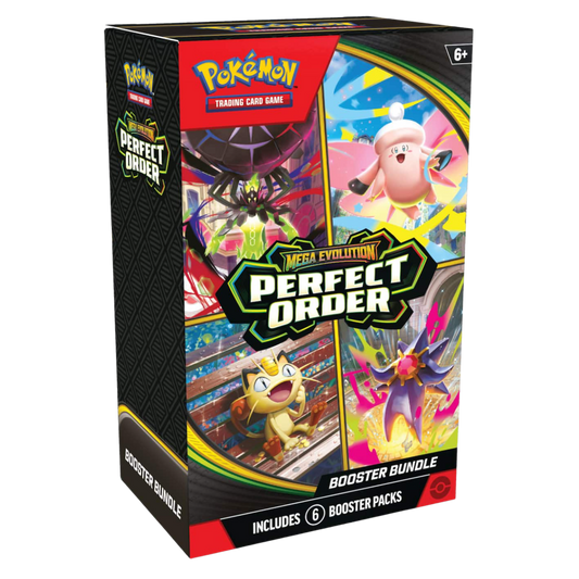 Pokémon Trading Card Game Mega Evolution Perfect Order booster bundle packaging.