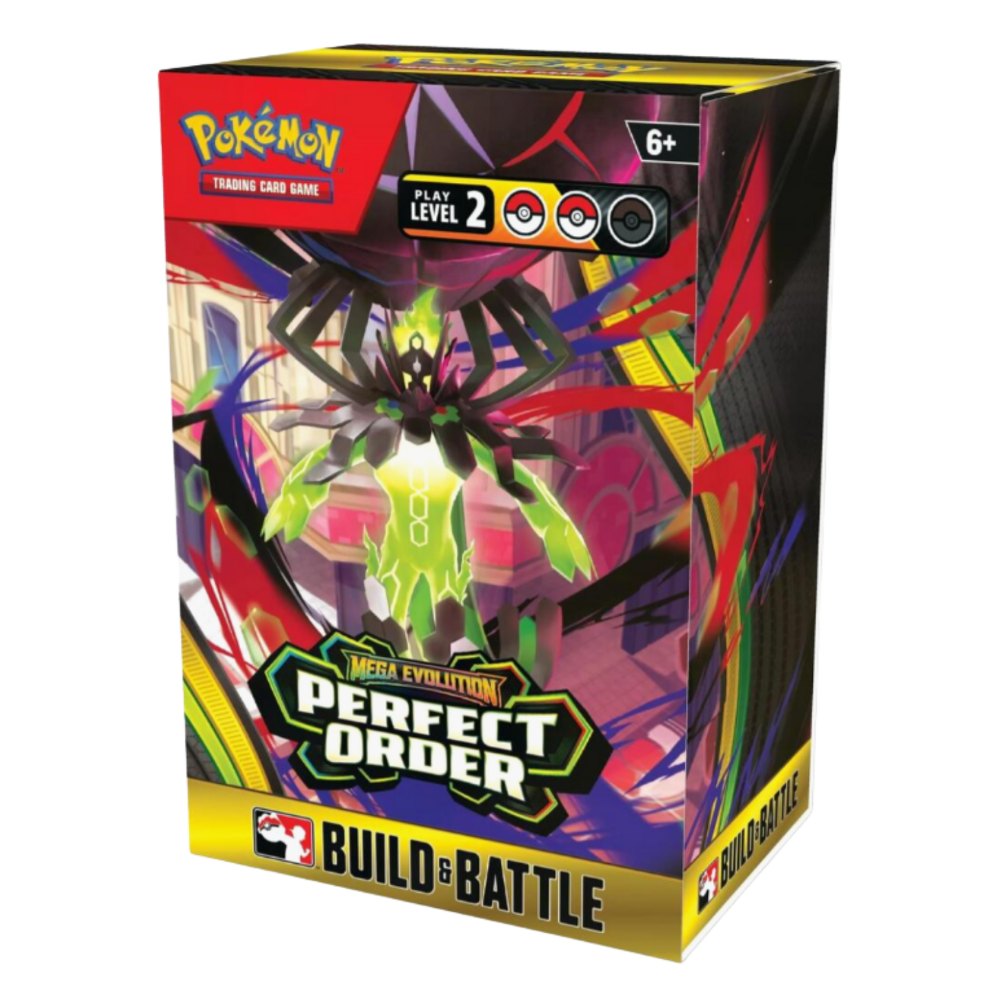 Pokémon trading card game packaging with a colorful character on a white background