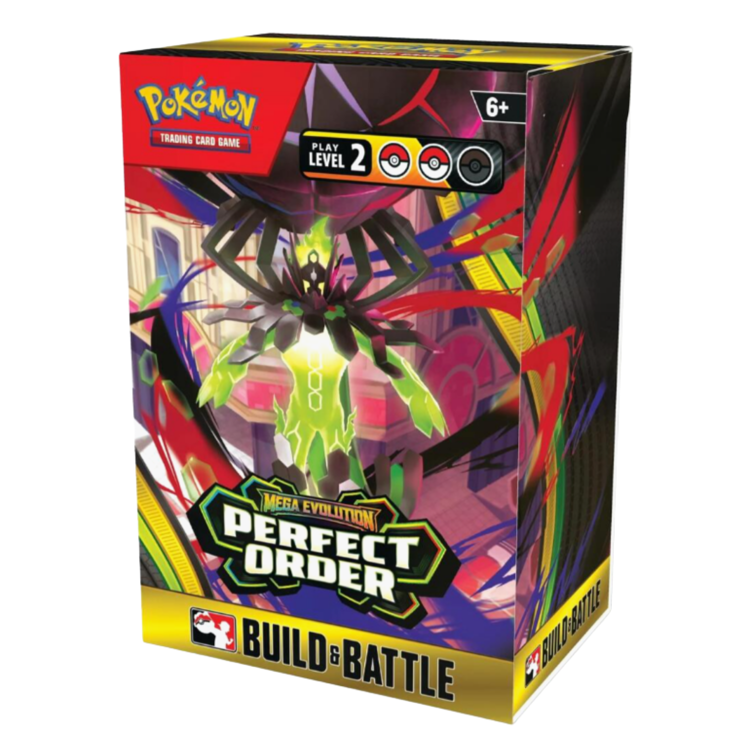 Pokémon trading card game packaging with a colorful character on a white background