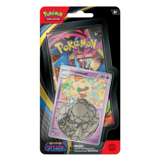Pokémon trading card game pack with Whimsicott card on a white background