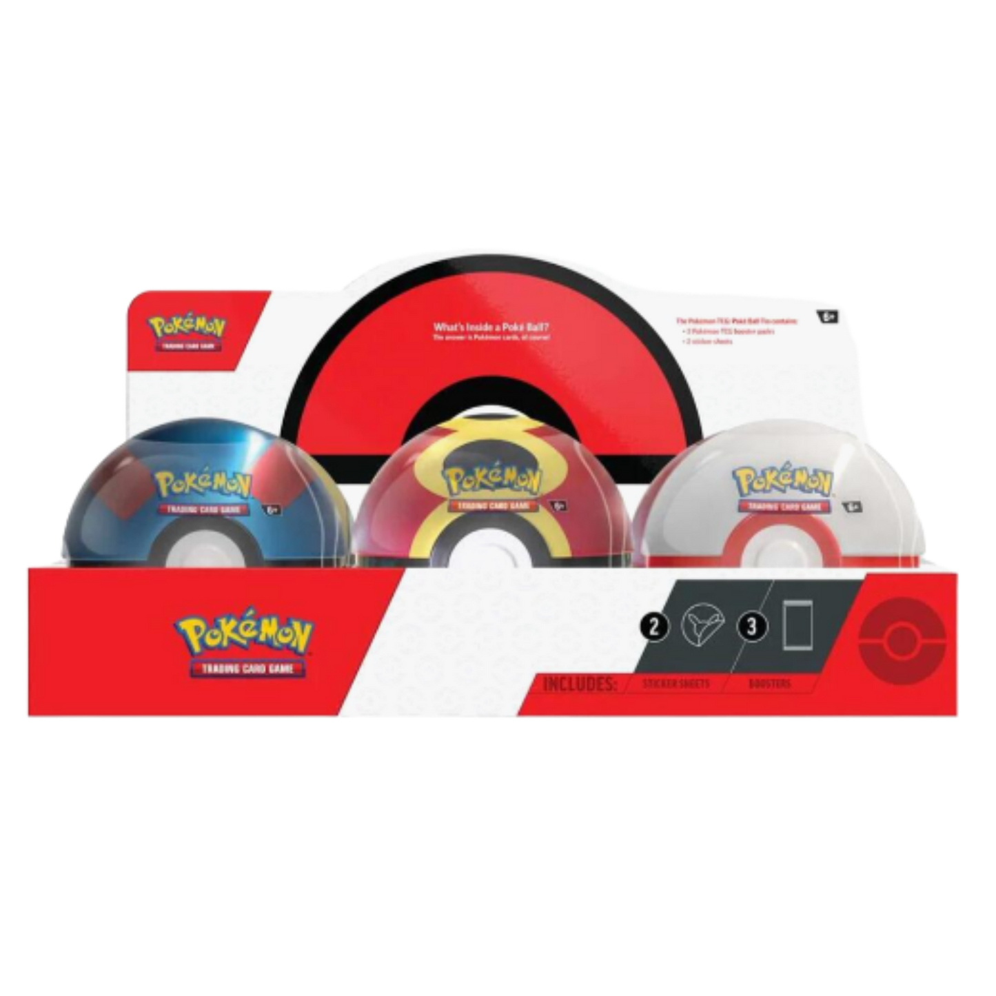 Pokémon trading card game packs with Pokéball design on a white background