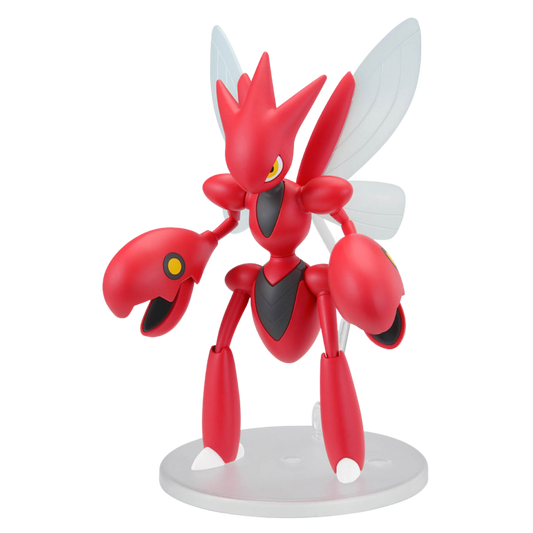 Red and white robot-like figure on a white background
