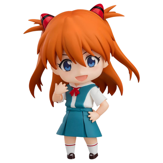 Anime character figurine with orange hair and red horns on a white background