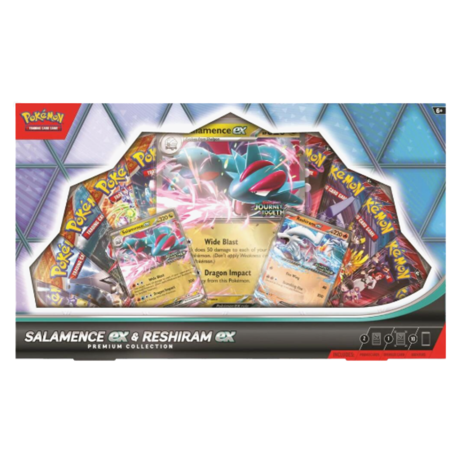 Pokémon Salamence ex & Reshiram ex trading card game packaging