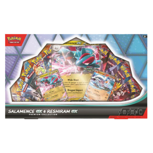 Pokémon Salamence ex & Reshiram ex trading card game packaging