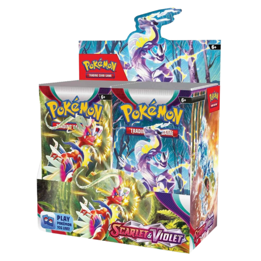 Pokémon trading card game packaging with colorful designs on a white background