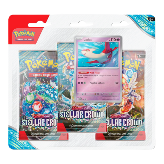 Pokémon trading card game packs with colorful designs and visible brand logos.