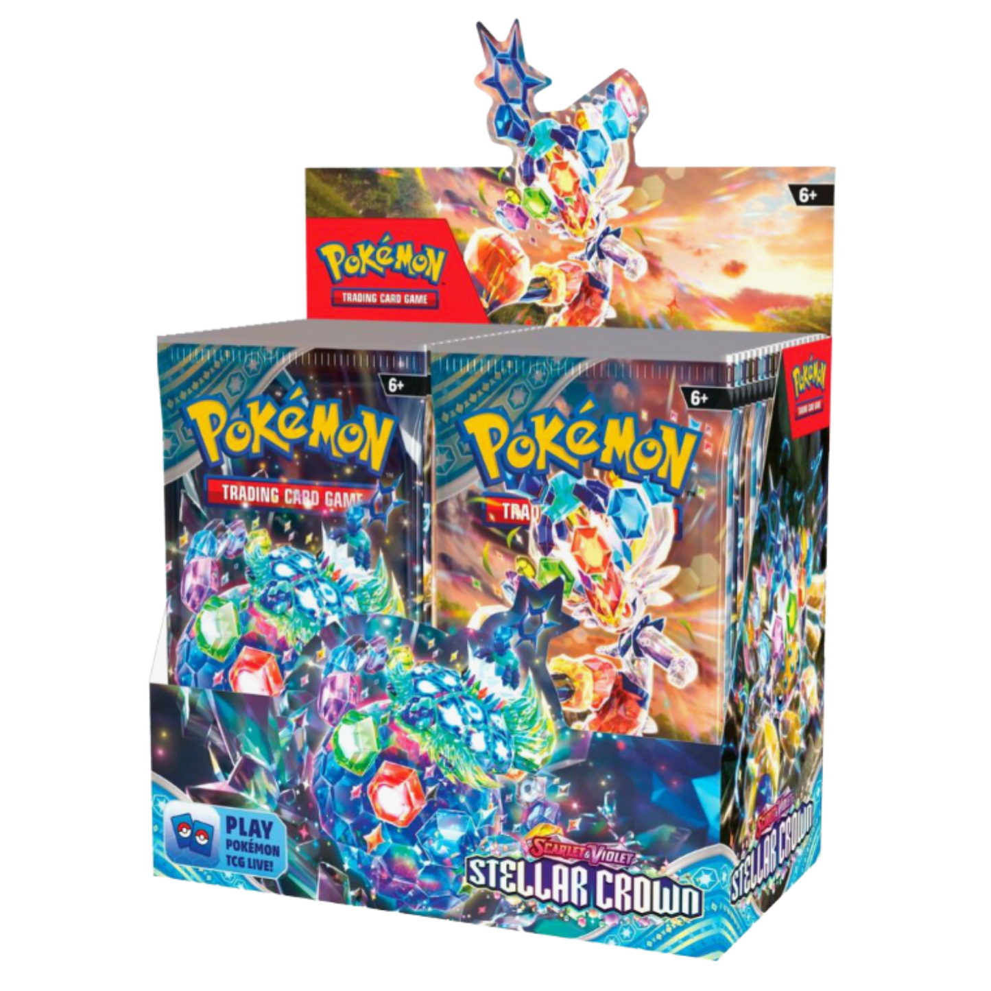 Pokémon trading card game box with colorful artwork on a white background