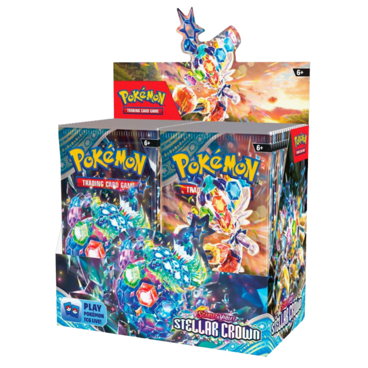 Pokémon trading card game box with colorful artwork on a white background