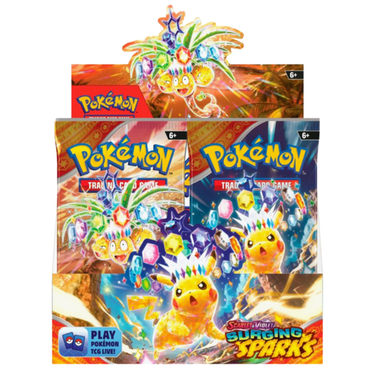 Pokémon trading card game packs with colorful designs and Pokémon characters on a white background.