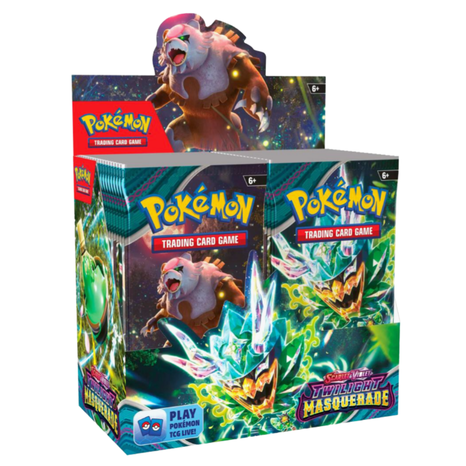Pokémon trading card game packaging with character illustration on a white background