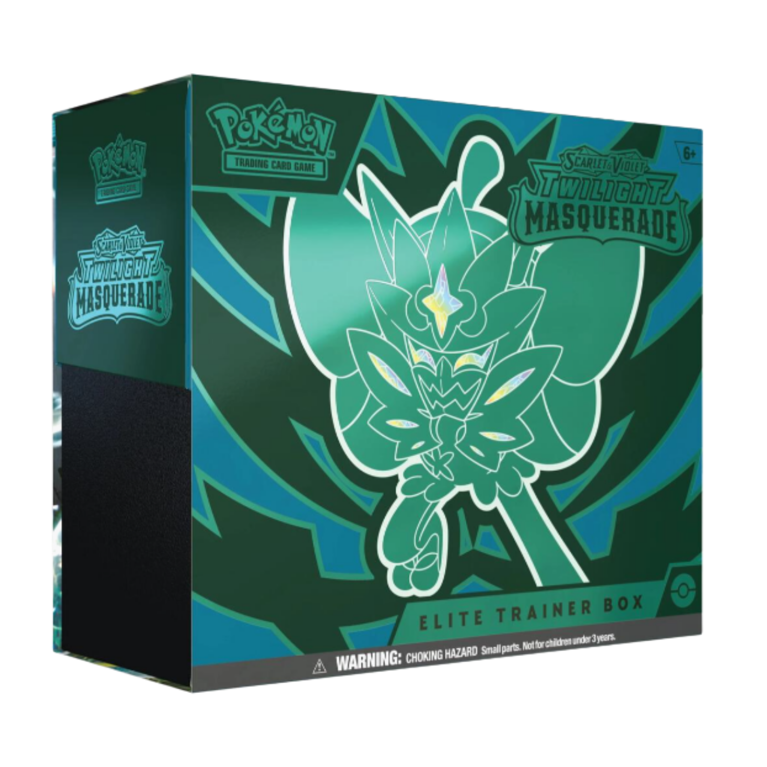 Pokémon Twilight Masquerade Elite Trainer Box with Pokémon logo and character design.