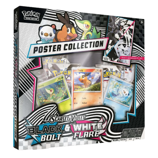 Pokémon trading card game poster collection box with various cards displayed.