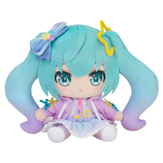 Plush toy with character design on a white background