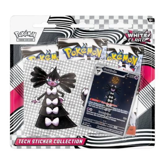 Pokémon trading card game packaging with cards and a character illustration.