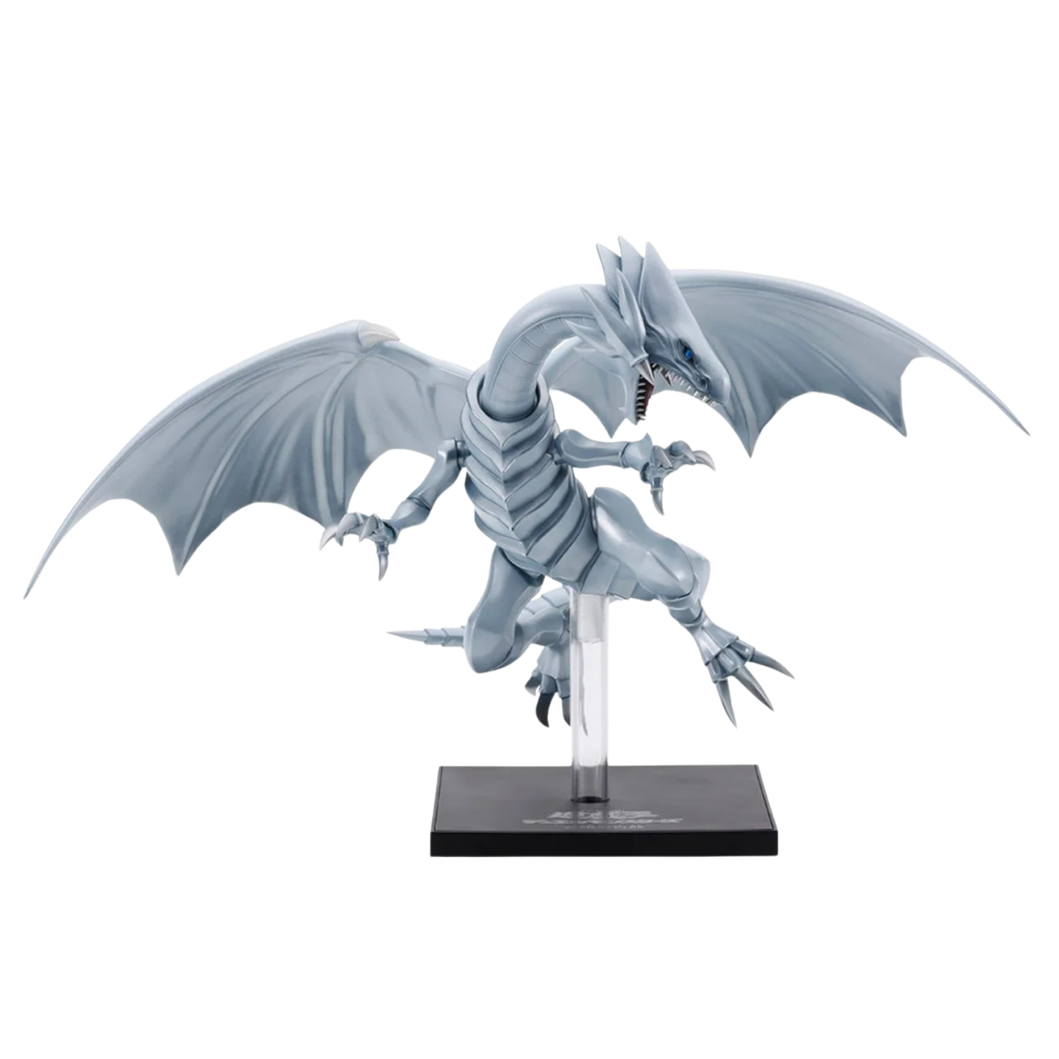 Dragon figurine on a stand with a white background