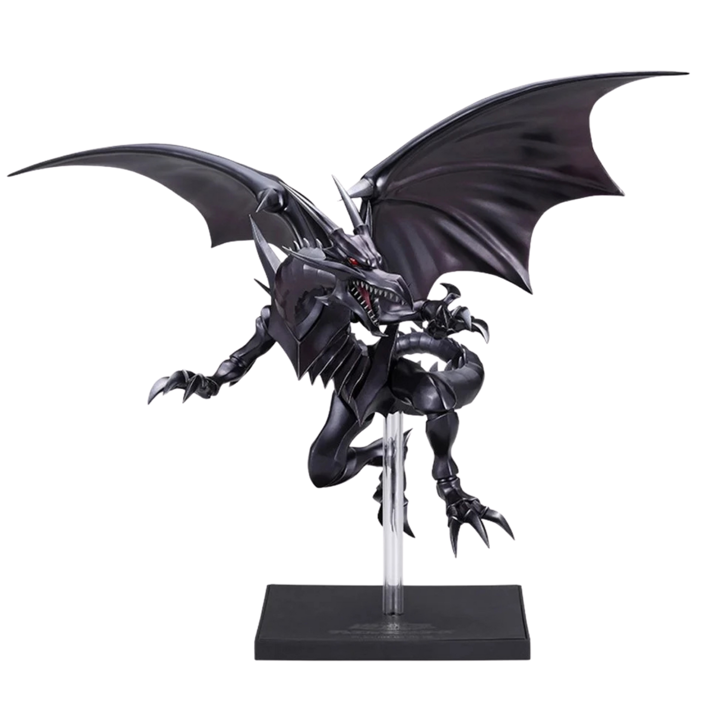 Black dragon figurine on a white background