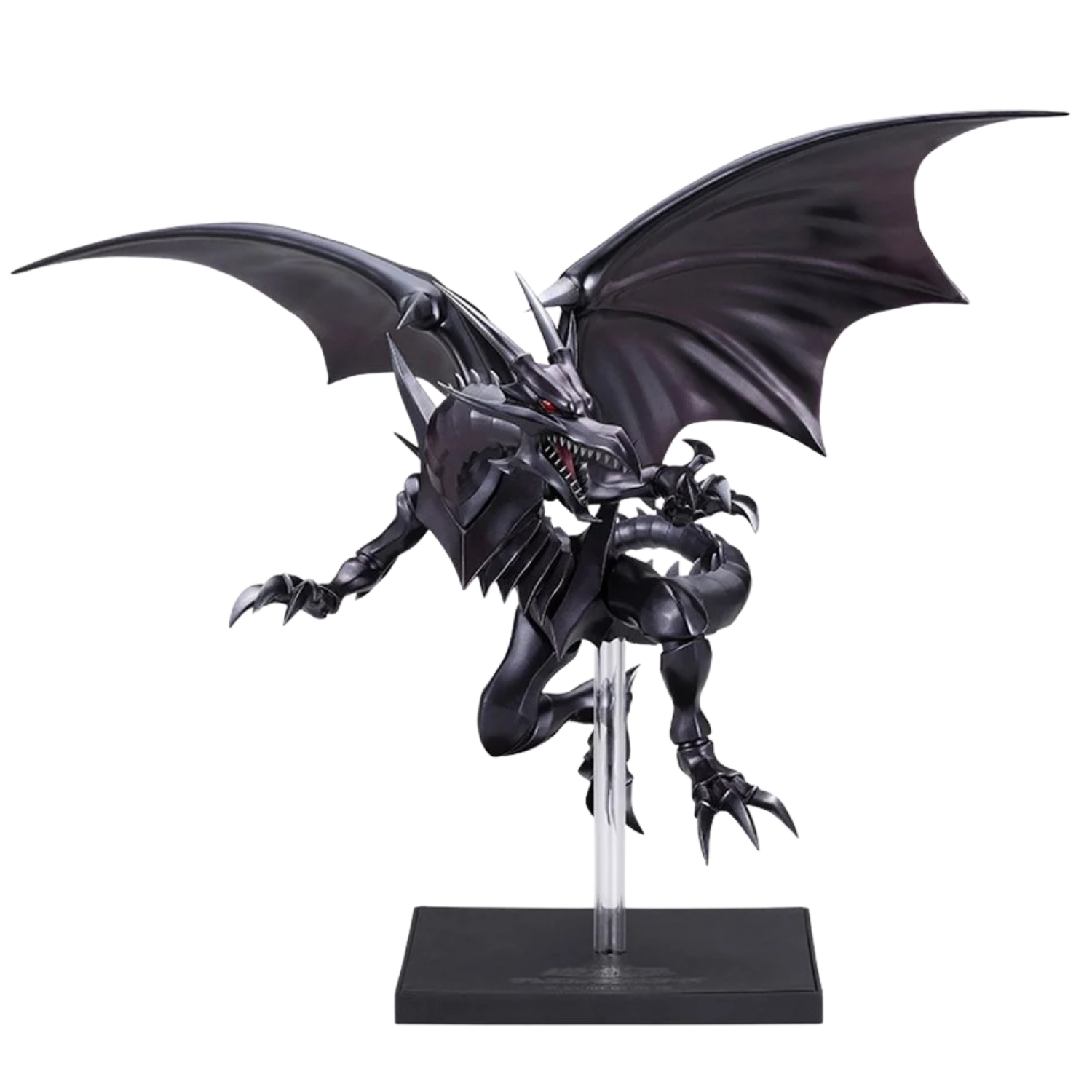 Black dragon figurine on a white background