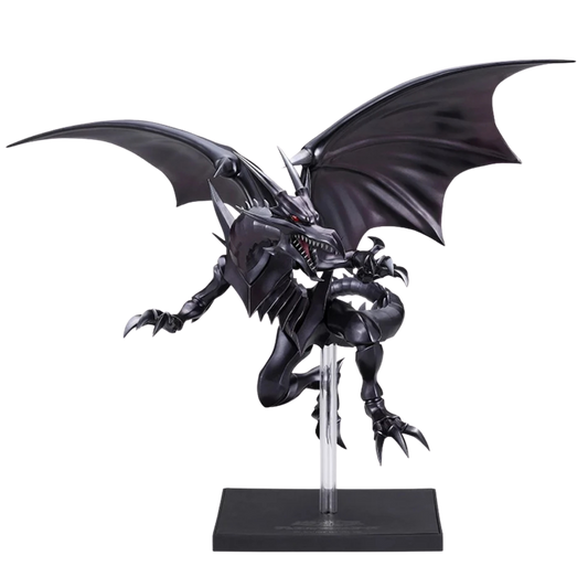 Black dragon figurine on a white background